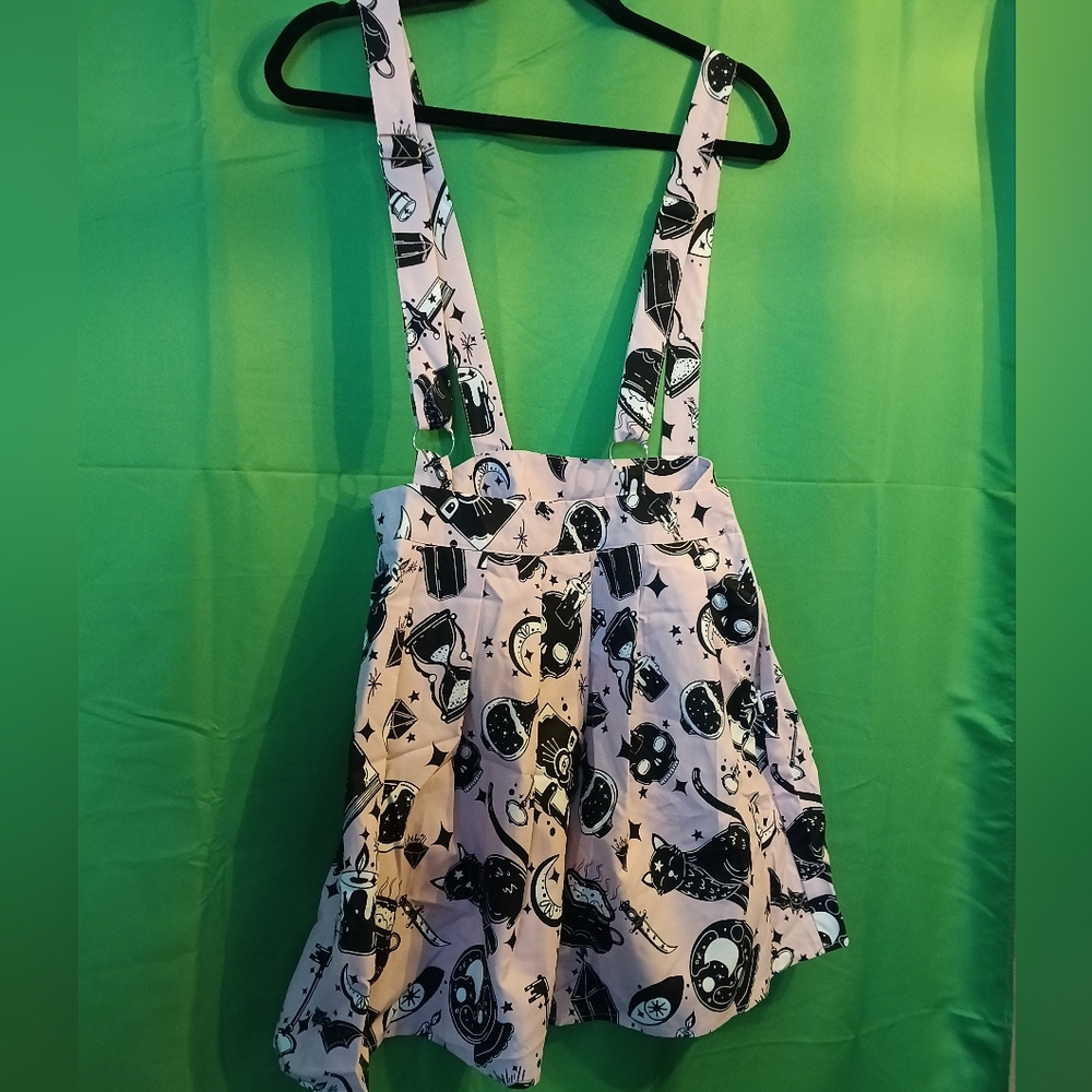 ROMWE Kawaii Cute Cat Skull Decor Women's Suspender Skirt